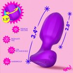 Ribbed Vibrating Silicone Butt Plug - Purple - Image 2