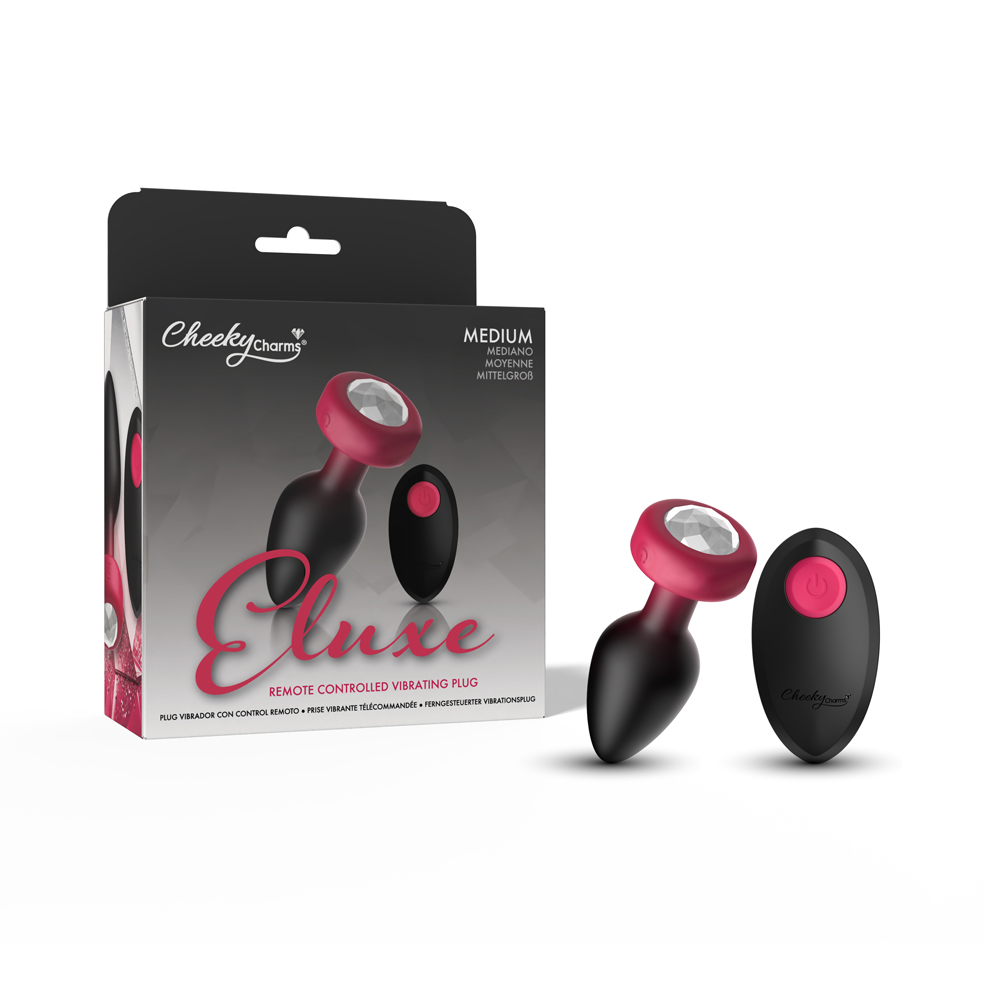 KaE06lMv Eluxe Vibrating Clr Gem Rbyombre Plug Md With Remote - Image 1