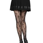 Worship Me Cross Net Tights - 1x/2x - Black