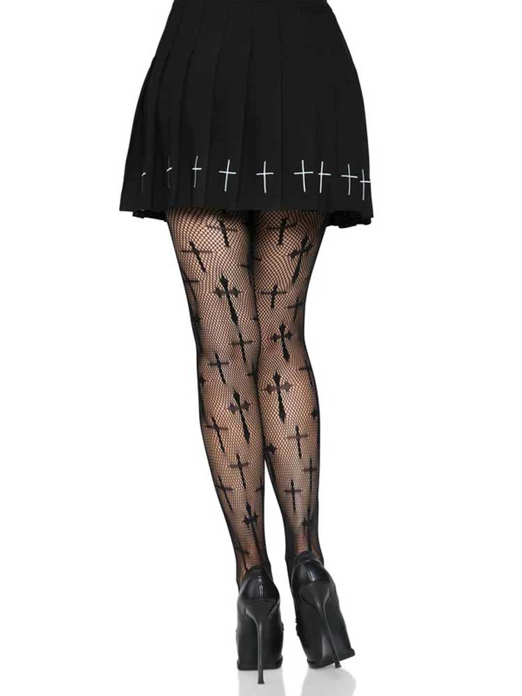 KzuvZ5e0tKOHsHsGdHwQNbKMnKnb9GMH Worship Me Cross Net Tights - 1x/2x - Black - Image 1