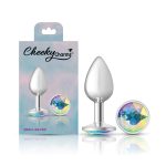 Clear Iridescent Round Gem Silver Metal Plug - Sm - Image 5