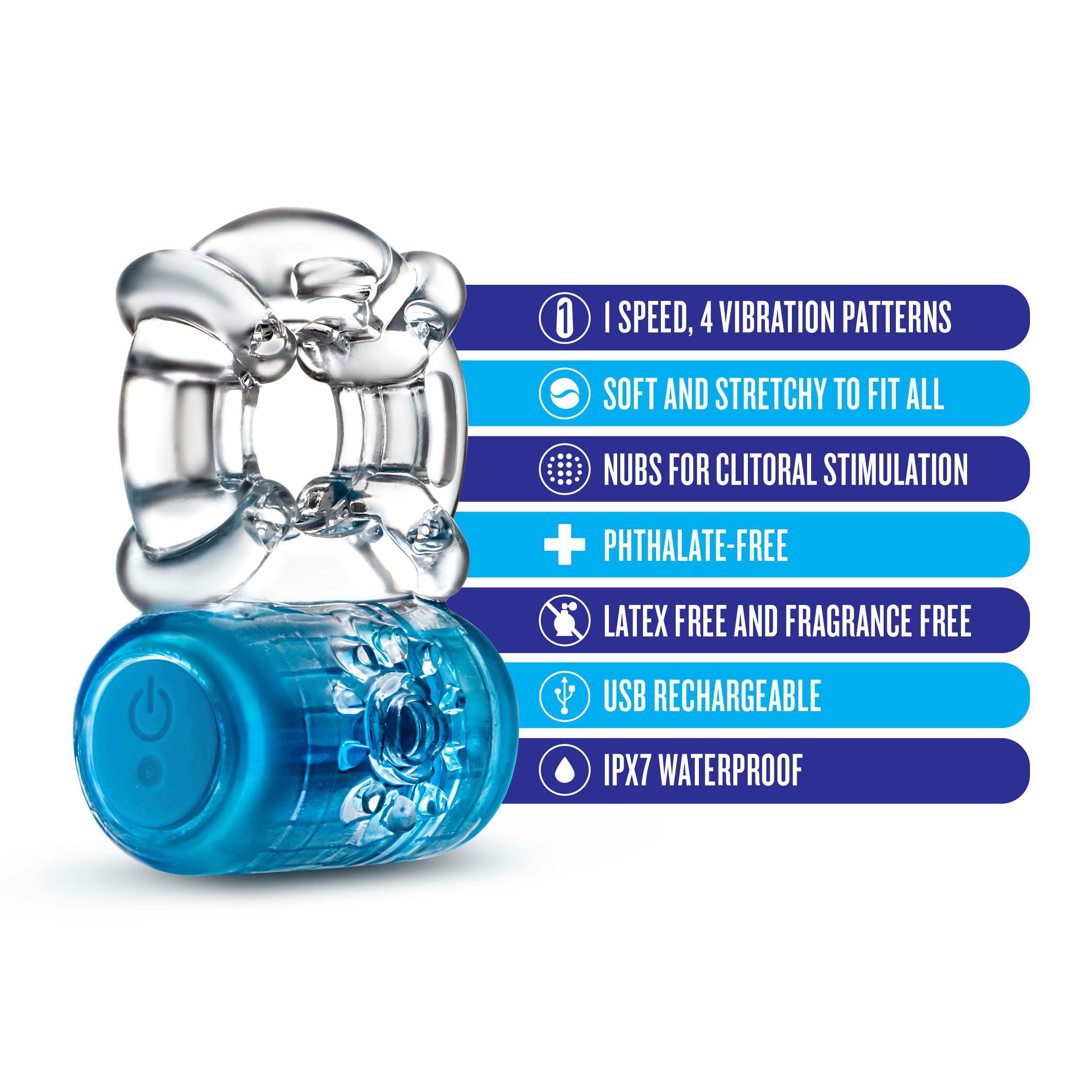 L993m06QKRayRoROALVtAqPCSrsGtIt3 Play With Me - Pleaser Rechargeable C-Ring - Blue - Image 1