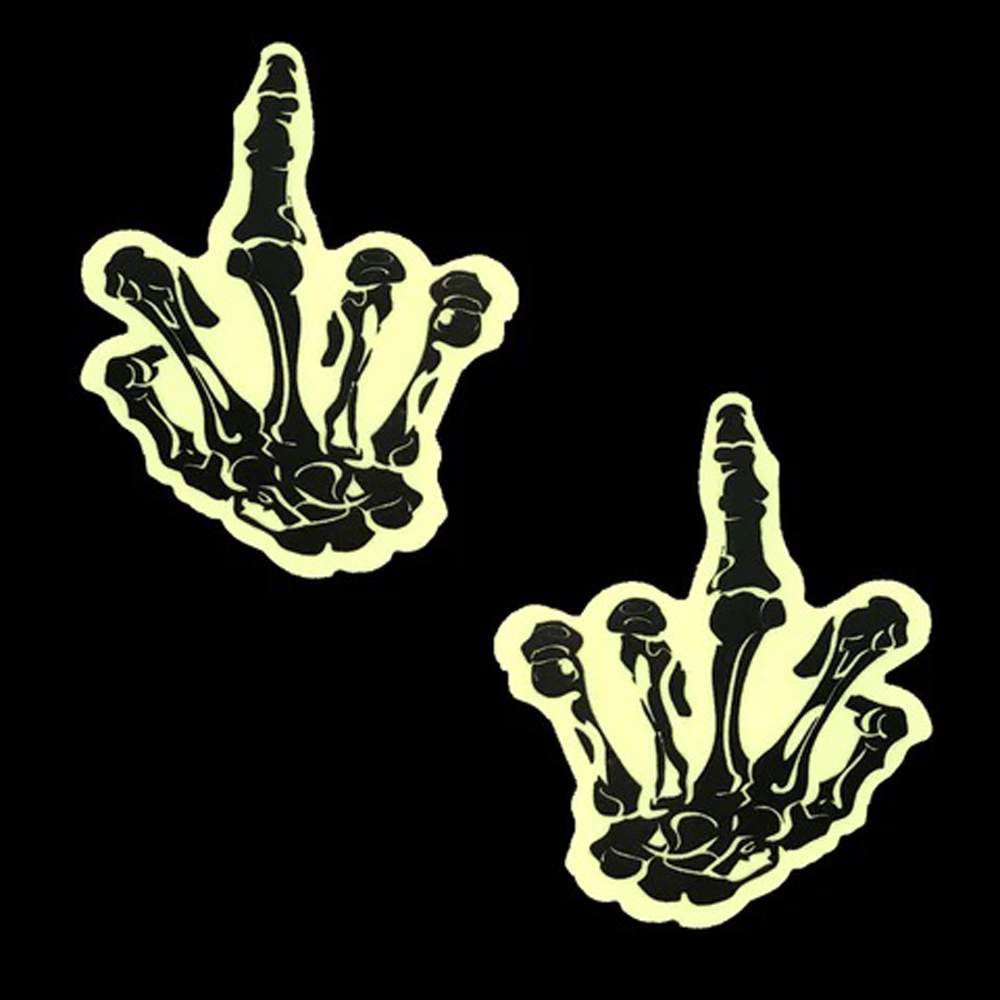 LPihgot94LF1vy9o2RiG9bULBKsP90dx Fuck You Glow in the Dark Skeleton Hand Nipple Cover Pasties - Image 1