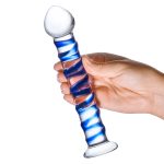 Blue Spiral Glass Dildo - Image 3