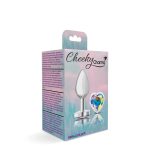 Clear Iridescent Heart Gem Silver Metal Plug - Sm - Image 9