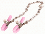 Nipple Play Crystal Chain Nipple Clamps - Pink - Image 2