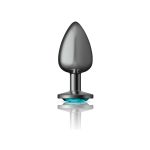 Teal Round Gem Gunmetal Metal Plug - Lg - Image 2