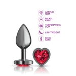 Deep Red Heart Gem Gunmetal Metal Plug - Sm - Image 8