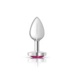 Bright Pink Heart Gem Silver Metal Plug - Sm - Image 4