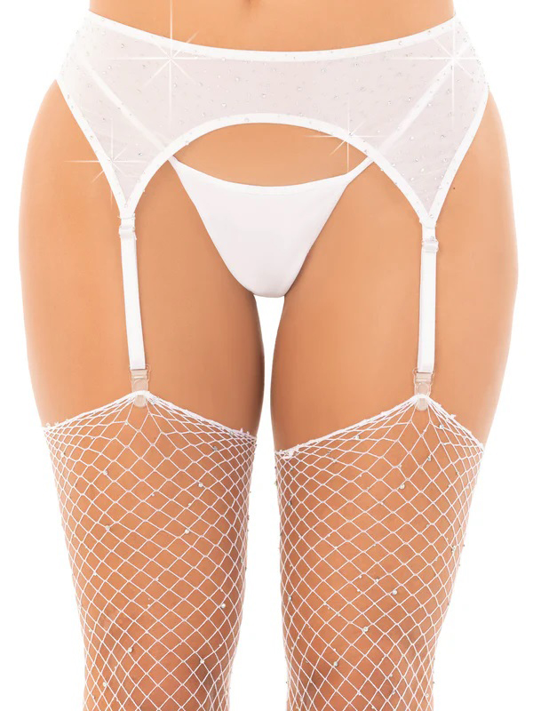 NQNw0DJi Rhinestone Garter Belt O/s - White - Image 1