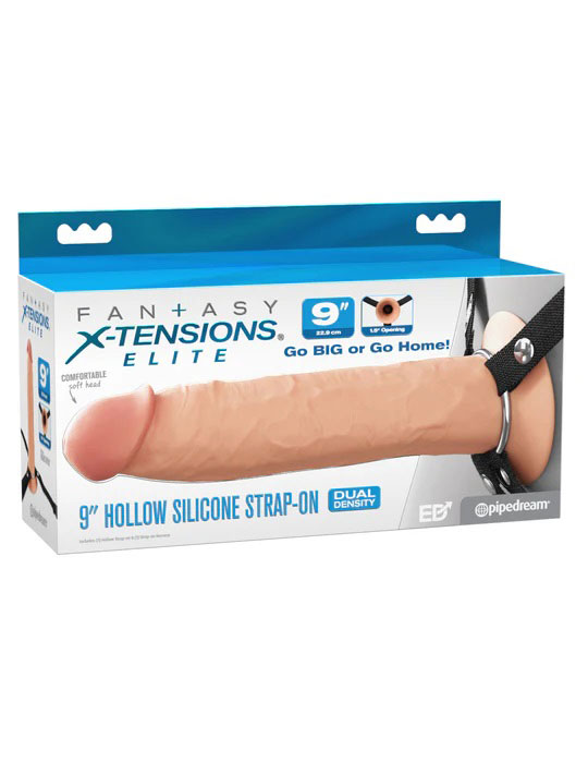 O1epDVOr Fantasy X-Tensions Elite 9" Silicone Hollow Strap on - Light - Image 1