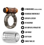 Stay Hard Vibrating Cock Ring Set With Sleeve Textured Sheath - Image 3