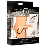 Tug Plus Plug Cock and Ball Ring With Anal Plug - Black - Image 5