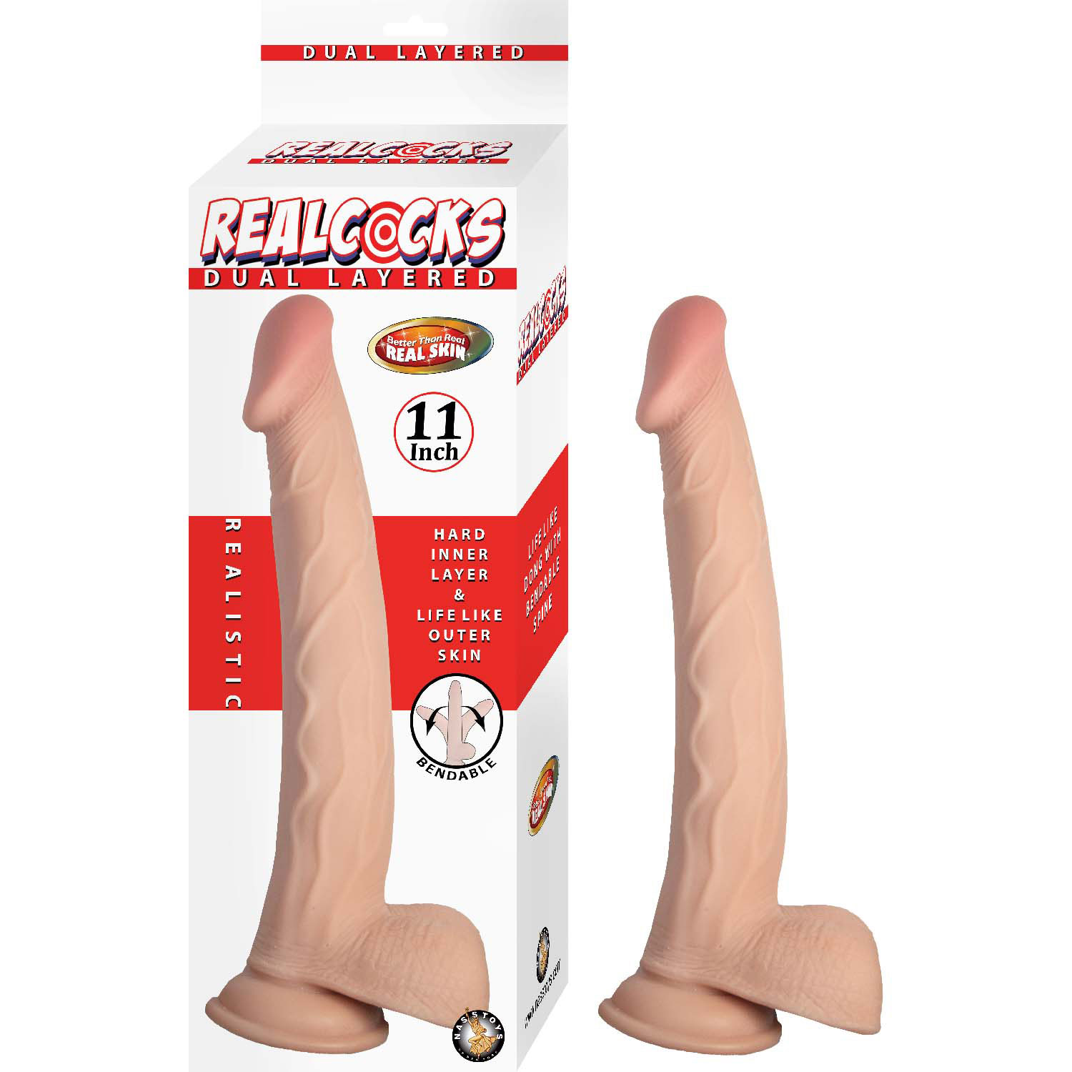 OffqfjGl Realcocks Dual Layered 11" - White - Image 1