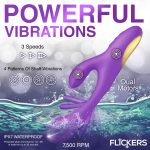 Tri-Flick Flicking Silicone Rabbit Vibrator - Purple - Image 4