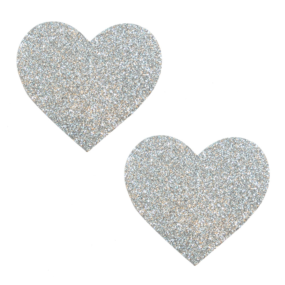 P6LUYgxDARjcBzQMpWYZn6lVSj6ciyQK Silver Pixie Dust Glitter Heart Pasties - Image 1