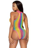 Rainbow Striped Halter Bodysuit With Snap Crotch - One Size - Multicolor - Image 3