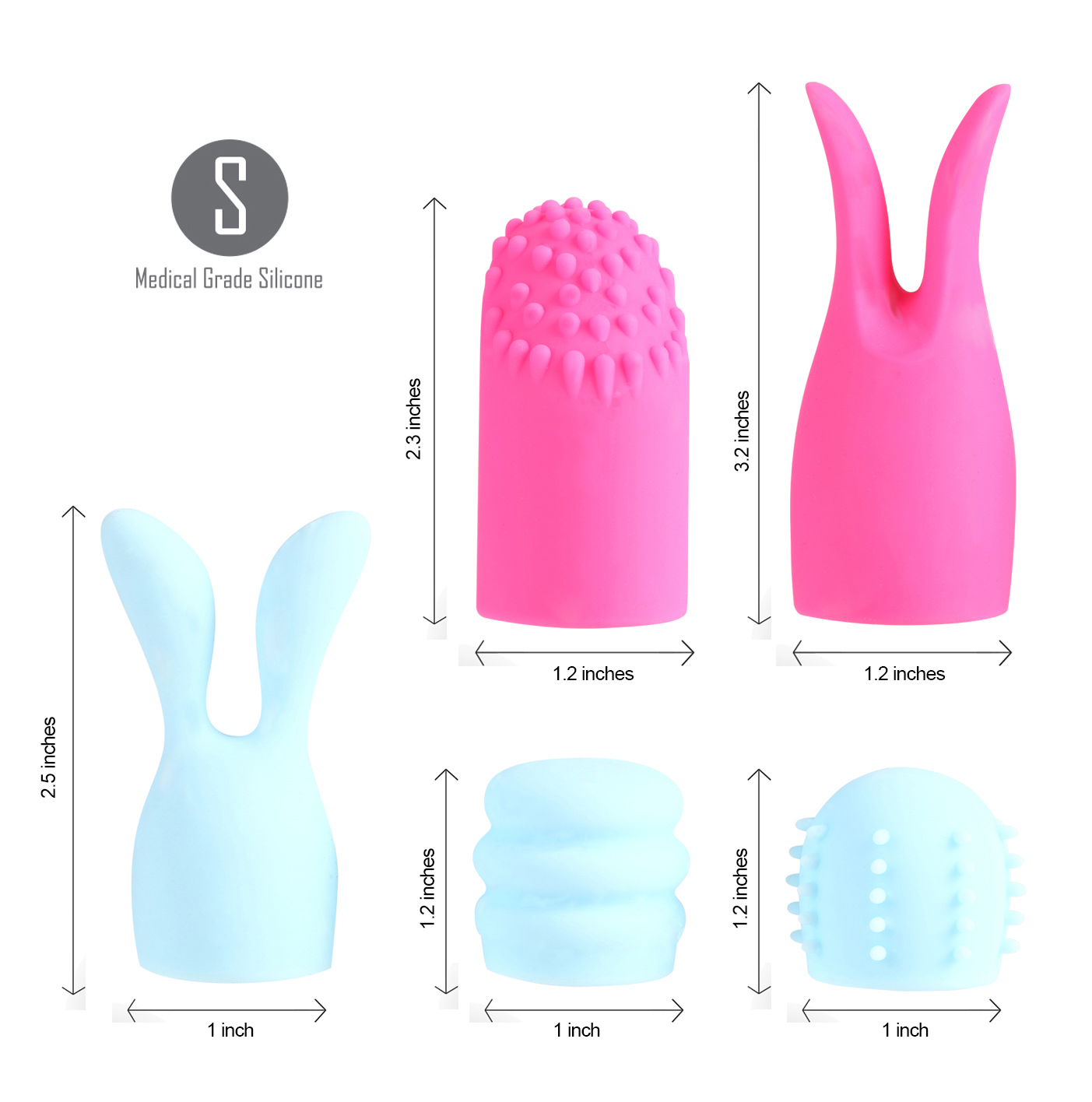 PYUxgXCPSqzFt7RMcFGHPGwgA0kusybc Quinn 5 Piece Silicone Attachments - Pink/blue - Image 1