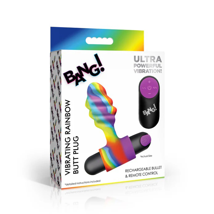 PmLrRg0B Vibrating Rainbow Butt Plug - Image 1