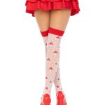Polka Dot Mushroom Thigh High - One Size - White/red