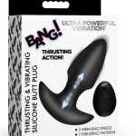 Thrusting and Vibrating Silicone Butt Plug Black