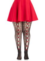Plus Sweetheart Striped Tights Black Red - Image 2