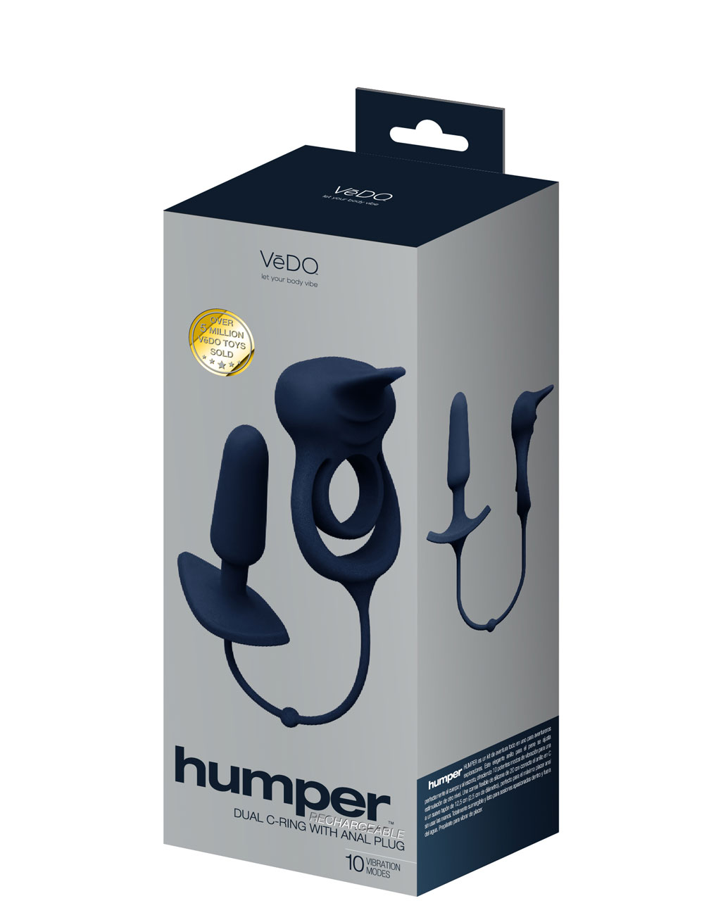 QYJpt3Z3 Humper Rechargeable Dual C-Ring With Anal Plug - Black - Image 1