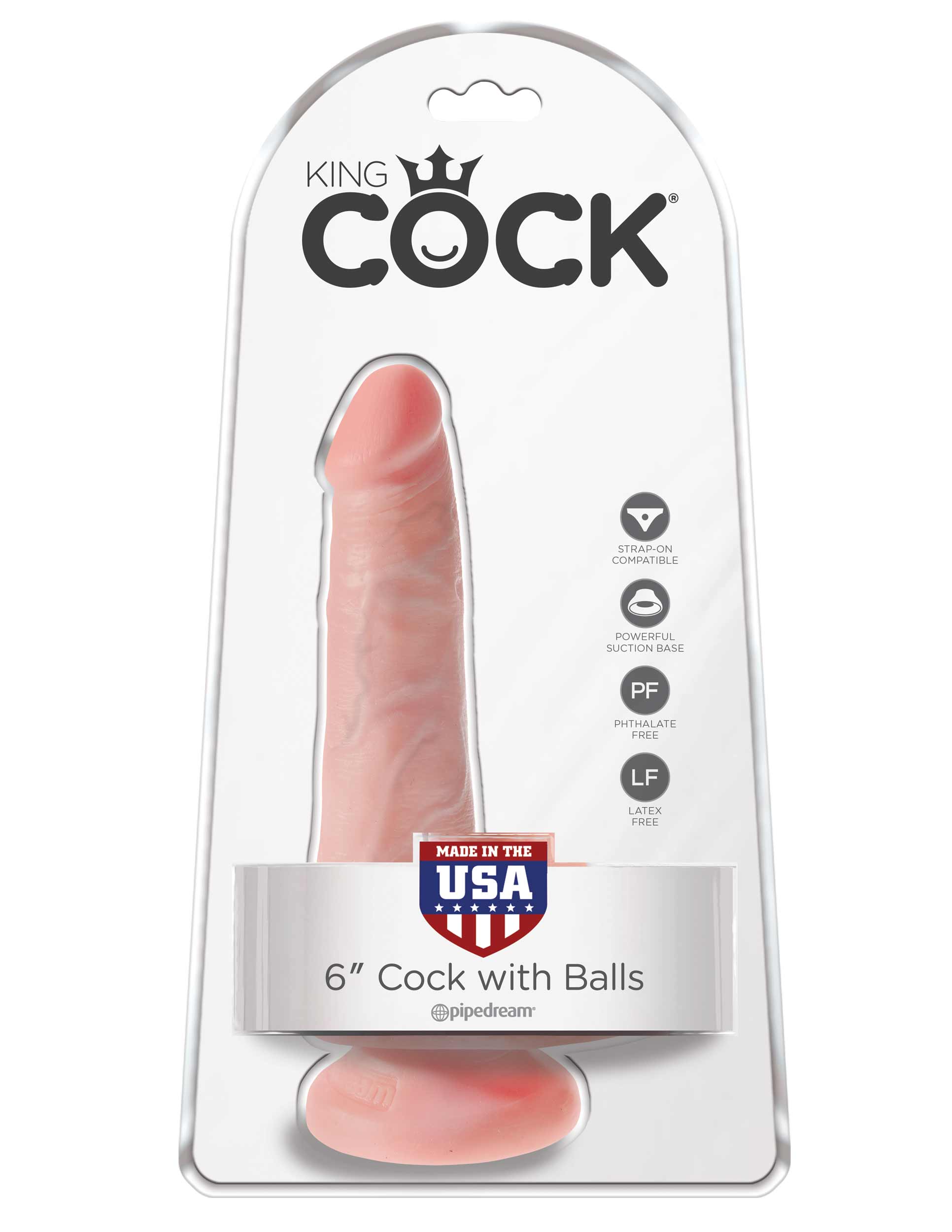 QtVWNHxmHIg6AozLpa3jW7tbc7SrKPSF King Cock 6 Inch Cock With Balls - Light - Image 1