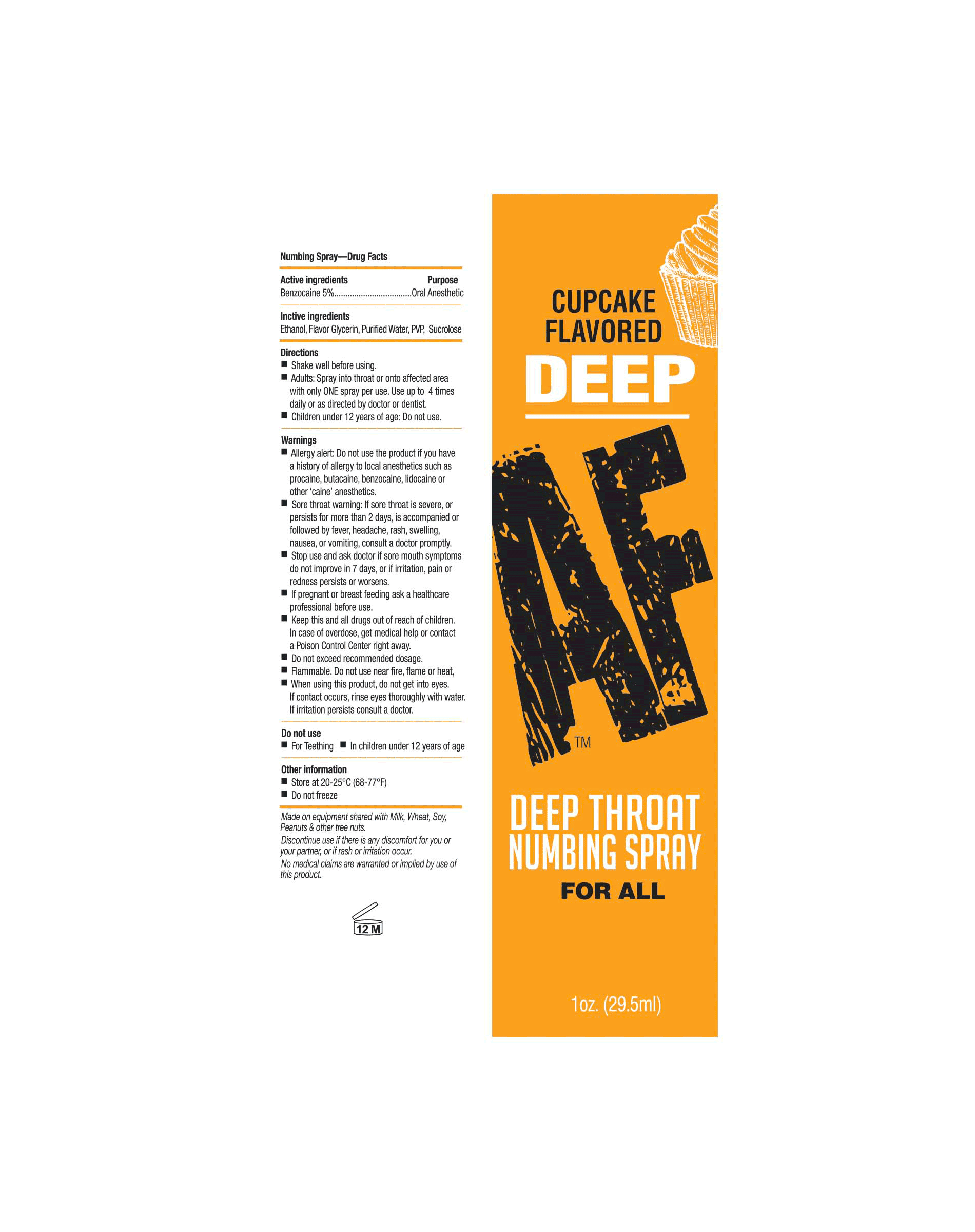 RxWI8gfaFidukS770vMTiH0UoRspfqug Deep Af Throat Numbing Spray 1 Oz - Cupcake - Image 1