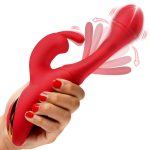 Rabbit Flick Flicking Silicone Rabbit Vibrator - Red - Image 4
