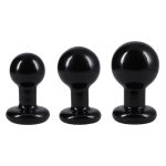 Round Butt Plug 3 Piece Set - Black - Image 2