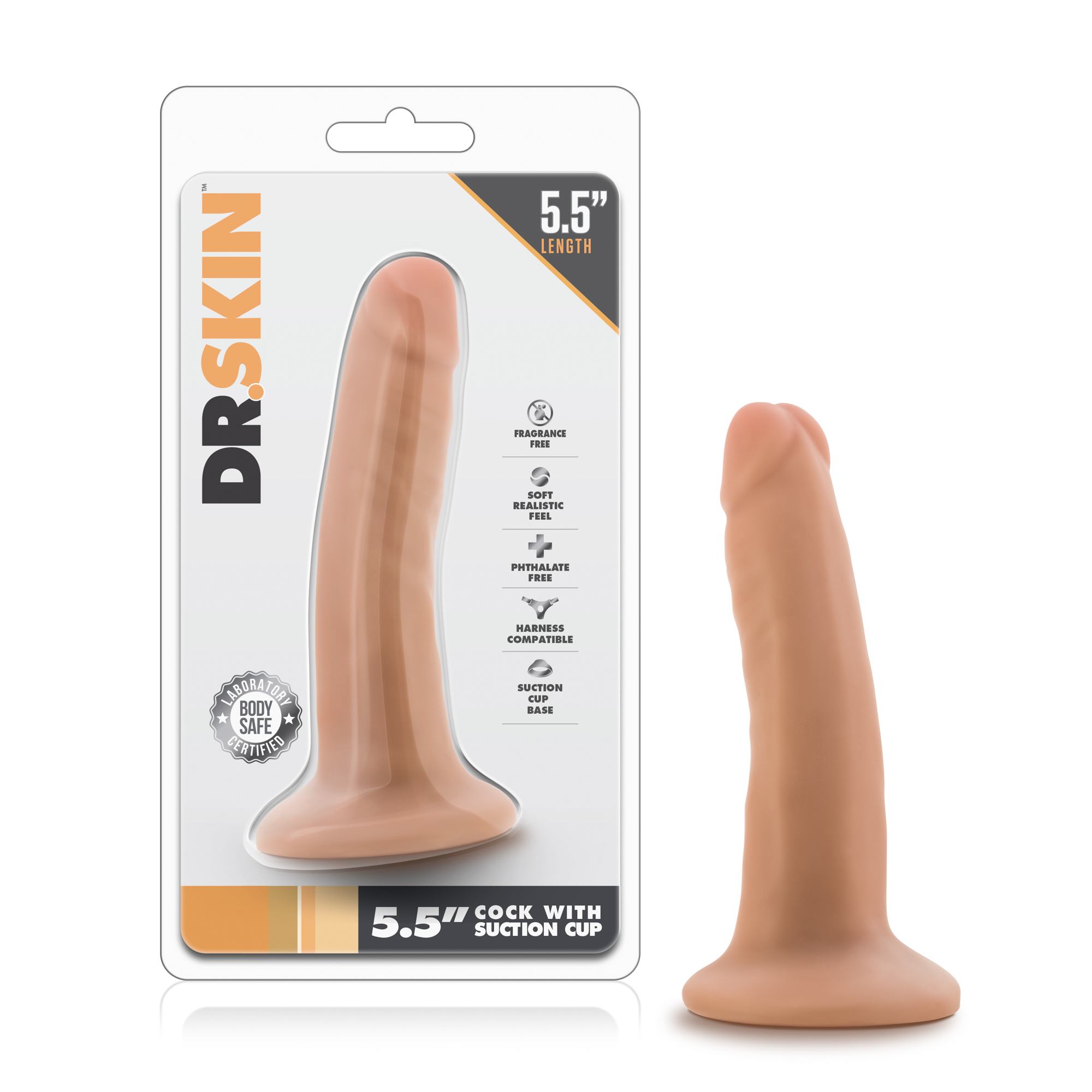 www.blushnovelties.com Dr. Skin - 5.5 Inch Cock with Suction Cup - Vanilla - Image 1