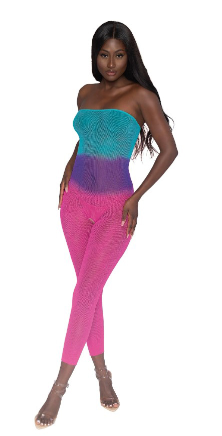 Tq5xk4XV Seamless Mesh Bodystocking - Os - Neon Rainbow - Image 1