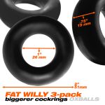 Fat Willy 3-Pack Jumbo C-Rings - Black - Image 6