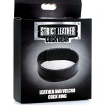 Leather and Velcro Cock Ring - Black