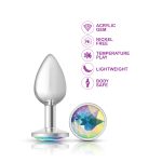 Clear Iridescent Round Gem Silver Metal Plug - Sm - Image 2