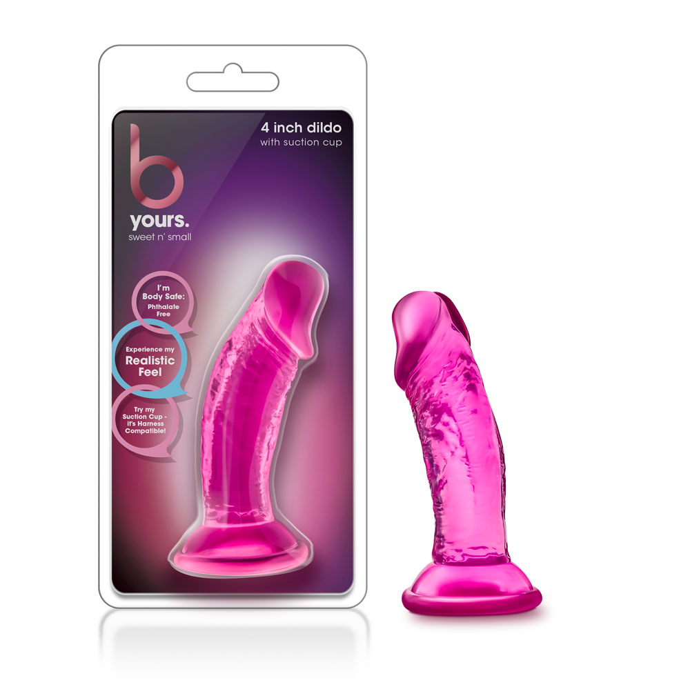www.blushnovelties.com B Yours - Sweet n' Small 4 Inch Dildo With Suction Cup - Pink - Image 1