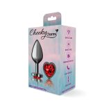 Deep Red Heart Gem Gunmetal Metal Plug - Md - Image 3