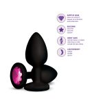 Gemma Pink Gem Black Silicone Plug - Medium - Image 5