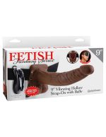 Fetish Fantasy Series 9-Inch Vibrating Hollow Strap-on With Balls - Brown - Image 4