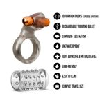 Stay Hard Vibrating Cock Ring Set With Sleeve Textured Sheath - Image 3