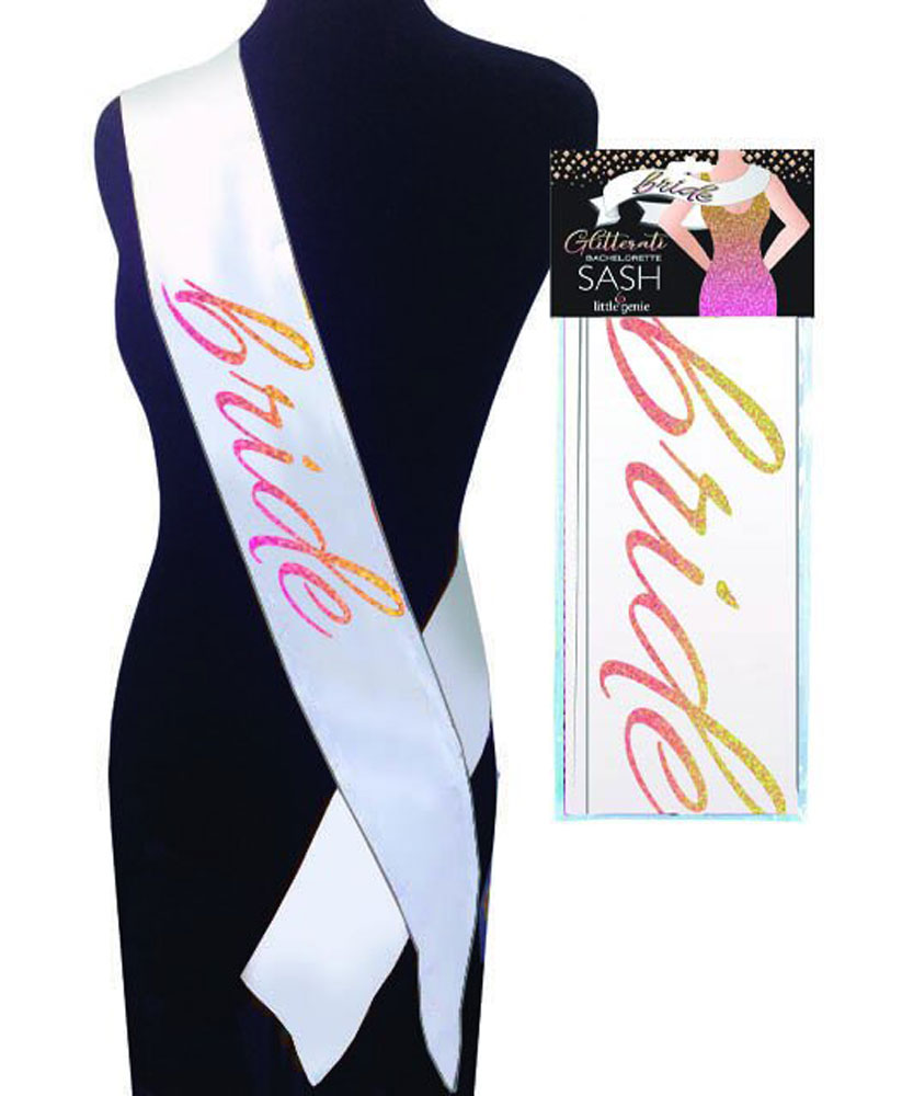 VaulCVkJTTmUyw7eSykTuVQi0rFIAmwO Glitterati Bride Sash - White - Image 1