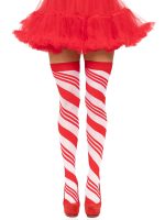 Candy Cane Thigh High - One Size - White/red - Image 2
