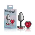 Deep Red Heart Gem Gunmetal Metal Plug - Sm - Image 9