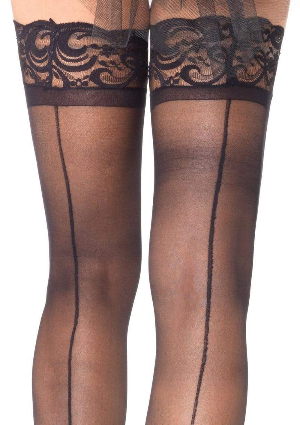 X30hkqfnXJd6EKreyRR8uAAvOnjX79xP Stay Up Sheerthigh Highs - Black - One Size - Image 1
