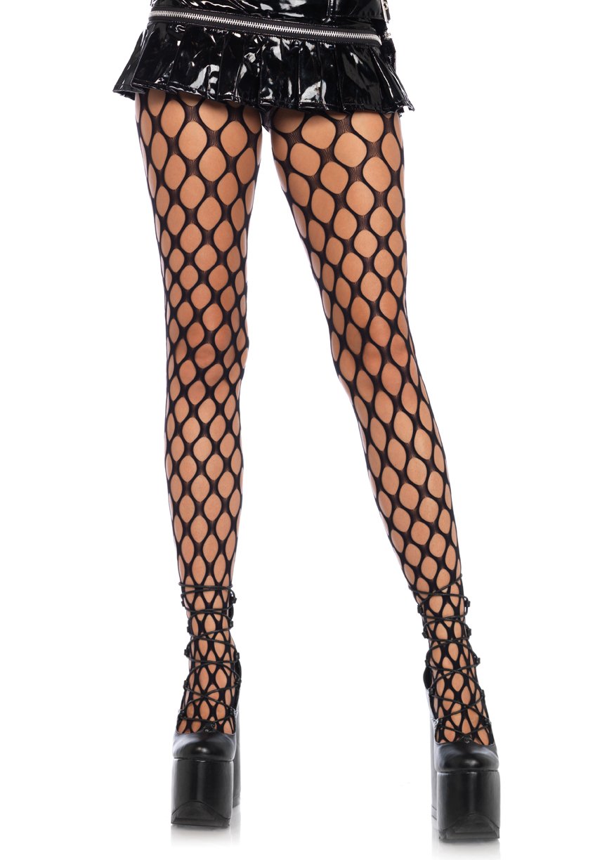 XAAzNxMfgP02IRiKECPwVBmys21gLkDE Jumbo Pothole Net Tights - Black - One Size - Image 1