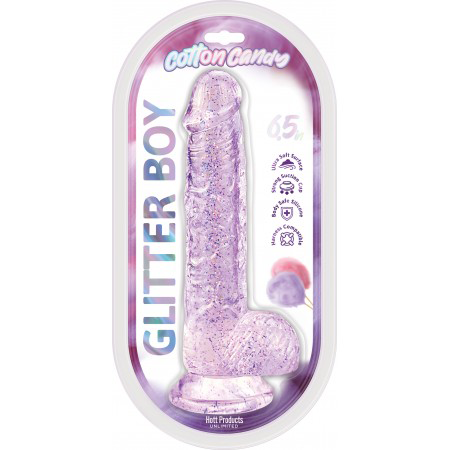 XN4iUUuV Cotton Candy - Glitter Boy 7" Suction Cup Dildo - Pink - Image 1