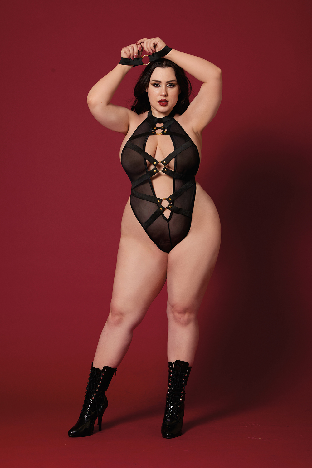 XbQ1hC2l Fetish Teddy and Restraints Dmnd - Queen Size - Black - Image 1
