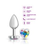 Clear Iridescent Heart Gem Silver Metal Plug - Sm - Image 2