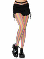 Neon Rainbow Striped Fishnet Tights - One Size - Multicolor - Image 2